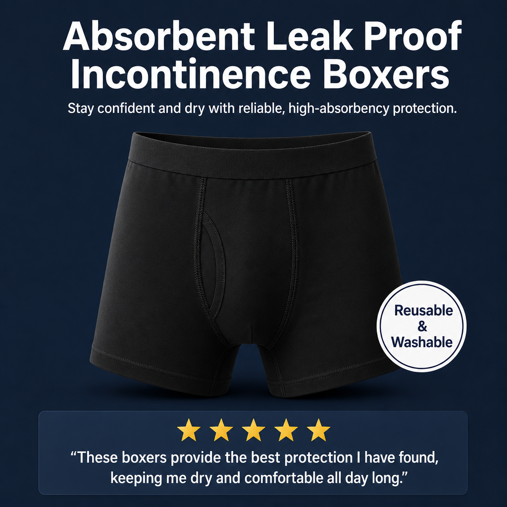 Absorbent Leak Proof Incontinence Boxers